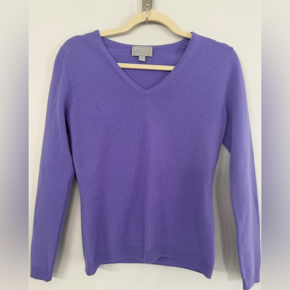PURE Collection Women’s Size 2/Small Light Purple V-neck 100% Cashmere Sweater